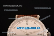 Patek Philippe Calatrava Miyota Quartz Steel Case with White Dial and Diamonds Markers - Diamonds Bezel