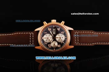 IWC Pilot's Watch Chronograph Swiss Valjoux 7750 Automatic Movement Rose Gold Case with Brown Dial and Brown Leather Strap