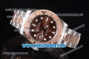 Rolex Yacht Master 40 Miyota 8215 Automatic Two Tone Case/Bracelet with Brown Dial and Dot Markers