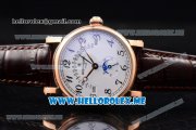 Patek Philippe Grand Complications Asia ST25 Automatic Rose Gold Case with White Dial and Brown Leather Strap Arabic Numeral Markers