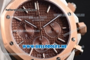 Audemars Piguet Royal Oak Miyota Quartz Two Tone Case/Bracelet with Brown Dial and Stick Markers