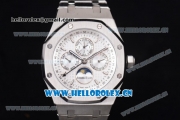 Audemars Piguet Royal Oak Perpetual Calendar Asia ST17 Automatic Stainless Steel Case/Bracelet with White Dial and Stick Markers (EF)