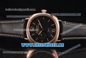 Panerai Radiomir GMT Asia ST25 Automatic Rose Gold Case with Black Dial and Black Leather Strap Stick/Arabic Numeral Markers