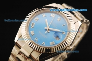 Rolex Datejust II Rolex 3135 Automatic Movement Full Steel with Blue Dial and Roman Numerals