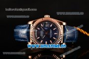 Rolex Day-Date Asia 2813 Automatic Rose Gold Case with Blue Dial Stick Markers and Blue Leather Strap