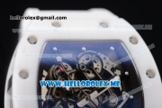 Richard Mille RM 055 Miyota 9015 Automatic Ceramic Case with Skeleton Dial and Dot Markers White Rubber Strap