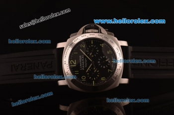 Panerai Chrono Pam 224 Luminor Daylight Automatic Steel Case with Black Dial and Black Rubber Strap-7750 Coating