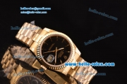 Rolex Datejust Swiss ETA 2836 Automatic Yellow Gold Case with Stick Markers and Black Dial