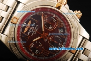 Breitling Chronomat B01 Chronograph Swiss Valjoux 7750 Automatic Movement Full Steel with Red Dial and Rose Gold Markers