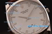 Rolex Cellini Danaos Swiss Quartz Stainless Steel Case with Brown Leather Strap White Dial Stick Markers