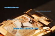 Patek Philippe Swiss ETA Quartz Rose Gold Case with Diamond inseted and White Dial-Black Leather Strap