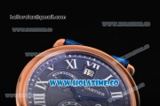 Cartier Rotonde Second Time Zone Day/Night Asia Manual Winding Steel Case with Blue Dial and White Roman Numeral Markers