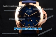 Panerai Luminor 1950 10 Days GMT PAM00689 Asia ST25 Automatic Rose Gold Case with Blue Dial and Stick/Arabic Numeral Markers Blue Leather Strap