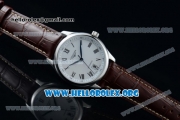 Longines Master Swiss ETA 2824 Automatic Steel Case with White Dial Roman Numeral Markers and Brown Leather Strap (AAAF)