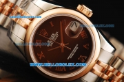 Rolex Datejust Oyster Perpetual Automatic Movement Steel Case with Rose Gold Bezel and Two Tone Strap-Lady Model