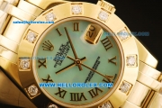 Rolex Datejust Automatic Movement Full Gold with Blue MOP Dial and Roman Numerals-ETA Coating Case