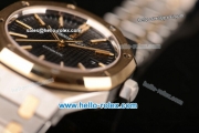 Audemars Piguet Royal Oak Swiss ETA 2824 Automatic Two Tone Case with Two Tone Strap and Black Grid Dial - 1:1 Original