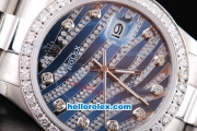 Rolex Datejust Oyster Perpetual with Diamond Bezel,Blue Diamond Crested Dial and Diamond Marking