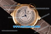 Cartier Ballon Bleu De Large Asia 4813 Automatic Yellow Gold Case with Sliver Dial and Grey Leather strap