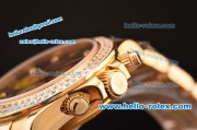 Rolex Daytona Swiss Valjoux 7750-SHG Automatic Gold Case/Strap with Diamond Bezel - Black Dial and Diamond Markers