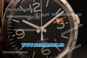 Bell&Ross Vintage BR 123 GMT Miyota 9015 Automatic Steel Case with Black Dial and Black Rubber Strap