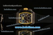 Richard Mille Felipe Massa Flyback Chrono Swiss Valjoux 7750 Automatic PVD Case with Skeleton Dial Numeral Markers and Black Rubber Bracelet