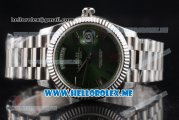 Rolex Day-Date Clone Rolex 3255 Automatic Stainless Steel Case/Bracelet with Green Dial and Roman Numeral Markers