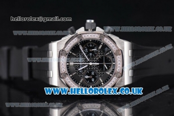 Audemars Piguet Royal Oak Offshore Chrono Miyota OS20 Quartz Steel Case with Black Dial Diamonds Bezel and Black Rubber Strap (EF)