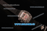 Richard Mille RM 011 Felipe Massa Flyback Chronograph Swiss Valjoux 7750 Automatic Carbon Fiber Case with Skeleton Dial and Black Rubber Strap - 1:1 Original