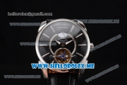 Parmigiani Tonda Tourbillon Asia ST25 Automatic Steel Case with Black Dial and Black Leather Strap Stick Markers