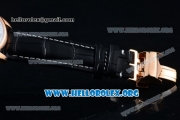 Longines Master Swiss ETA 2824 Automatic Rose Gold Case with White Dial and Black Leather Strap (AAAF)