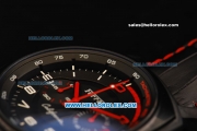 Ferrari Chronograph Miyota Quartz Movement PVD Case with White/Red Arabic Numerals - Black Leather Strap