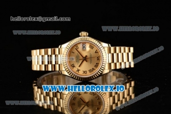 Rolex Datejust Swiss ETA 2671 Automatic Yellow Gold Case with Yellow Gold Dial Roman Numeral Markers and Yellow Gold Bracelet (BP)