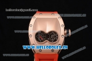 Richard Mille RM053 Asia Automatic Rose Gold Case with Skeleton Dial and Red Rubber Strap