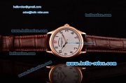 Vacheron Constantin Historiques Chronometre Royal 1907 Swiss ETA 2836 Automatic Rose Gold Case and Brown Leather Strap with White Dial Numeral Markers