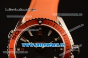Omega Seamaster Planet Ocean 600M Co-Axial Clone Omega 8500 Automatic Steel Case with Black Dial Orange Rubber Strap and Sick Markers (EF)