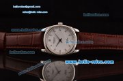 Rolex Cellini Danaos Swiss Quartz Stainless Steel Case with Brown Leather Strap White Dial Stick Markers