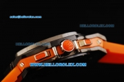 Hublot Big Bang Chronograph Swiss Quartz Movement PVD Case with Orange Diamond Bezel and Orange Rubber Strap-Lady Model