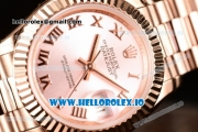 Rolex Datejust Swiss ETA 2671 Automatic Rose Gold Case with Pink Dial Roman Numeral Markers and Rose Gold Bracelet (BP)