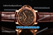 Panerai Luminor Marina 8 Days ORO ROSSO PAM00511 Clone P.5000 Manual Winding Rose Gold Case with Coffee Dial and Brown Leather Strap - Stick/Arabic Numeral Markers - 1:1 Original