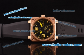 Bell & Ross BR 03-51 Automatic Movement Full Rose Gold Case with Black Dial and Yellow Markers