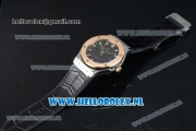 Hublot Classic Fusion Miyota 9015 Automatic Rose Gold Case with Black Dial Stick Markers and Black Genuine Leather Strap