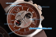 Ulysse Nardin Maxi Marine Chrono Japanese Miyota OS20 Quartz Stainless Steel Case with Brown Rubber Strap and Brown Dial