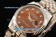 Rolex Datejust Oyster Perpetual Automatic Movement Full Steel with Brown Dial and Diamond Markers