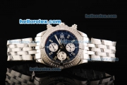 Breitling Chronomat Evolution Swiss Valjoux 7750 Automatic Movement Black Dial with White Subdials and Stick Markers