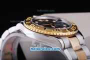 Rolex Yachtmaster Automatic Movement with Black Dial and Round Hour Marker-Two Tone Strap