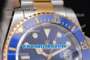 Rolex Submariner Miyota 8215 Automatic Two Tone Case/Bracelet with Blue Dial and Dot Markers