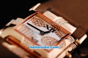 Patek Philippe Twenty-4 Swiss Quartz Movement Rose Gold Case with Diamonds/White Dial and Brown Leather Strap