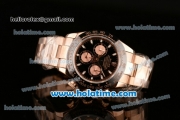 Rolex Daytona Chrono Swiss Valjoux 7750 Automatic Rose Gold Case with Stick Markers Black Dial and Black Ceramic Bezel