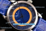 Vacheron Constantin Metiers D Art Miyota OS2035 Quartz Steel Case with Blue Dial and Blue Leather Strap